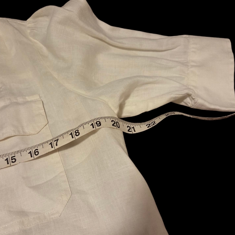 Lanhtropy Athina Midi Linen Dress Off-White Women's Small SHELL Buttons Beachy - Picture 8 of 11